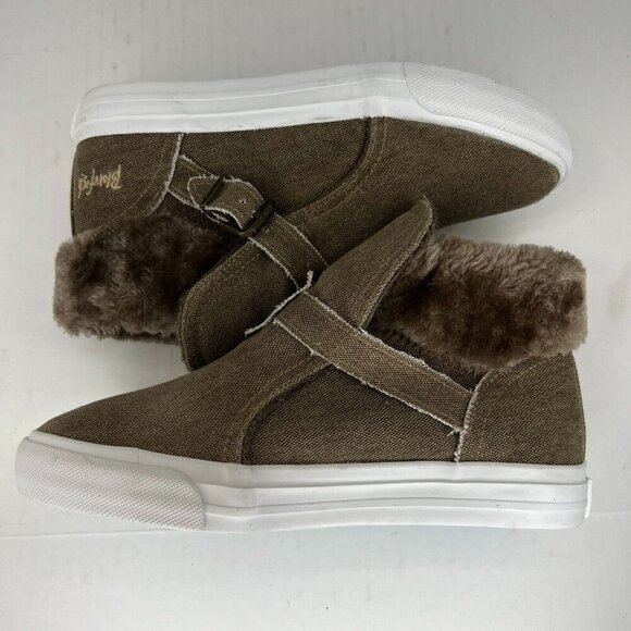 Blowfish Womens Sahara Dark Brown Canvas Faux Fur High Top Size 6 Casual Shoes - Picture 7 of 10